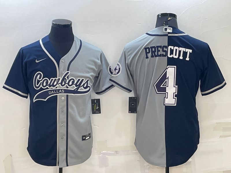 Men Dallas Cowboys #4 Prescott Blue grey 2022 Nike Co branded NFL Jersey->dallas cowboys->NFL Jersey